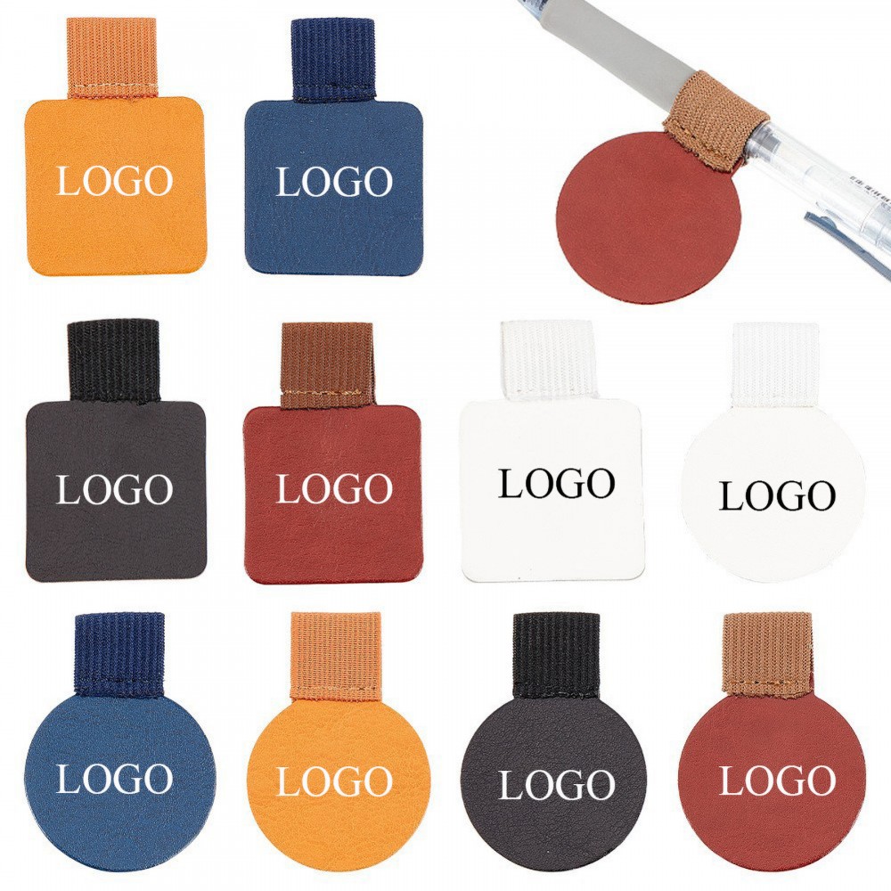 Logo Branded Notebook Accessories PU Leather Elastic Self Adhesive Pen Holder