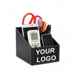 Logo Branded Leather Office Organizer Phone Holder Desktop Storage Box