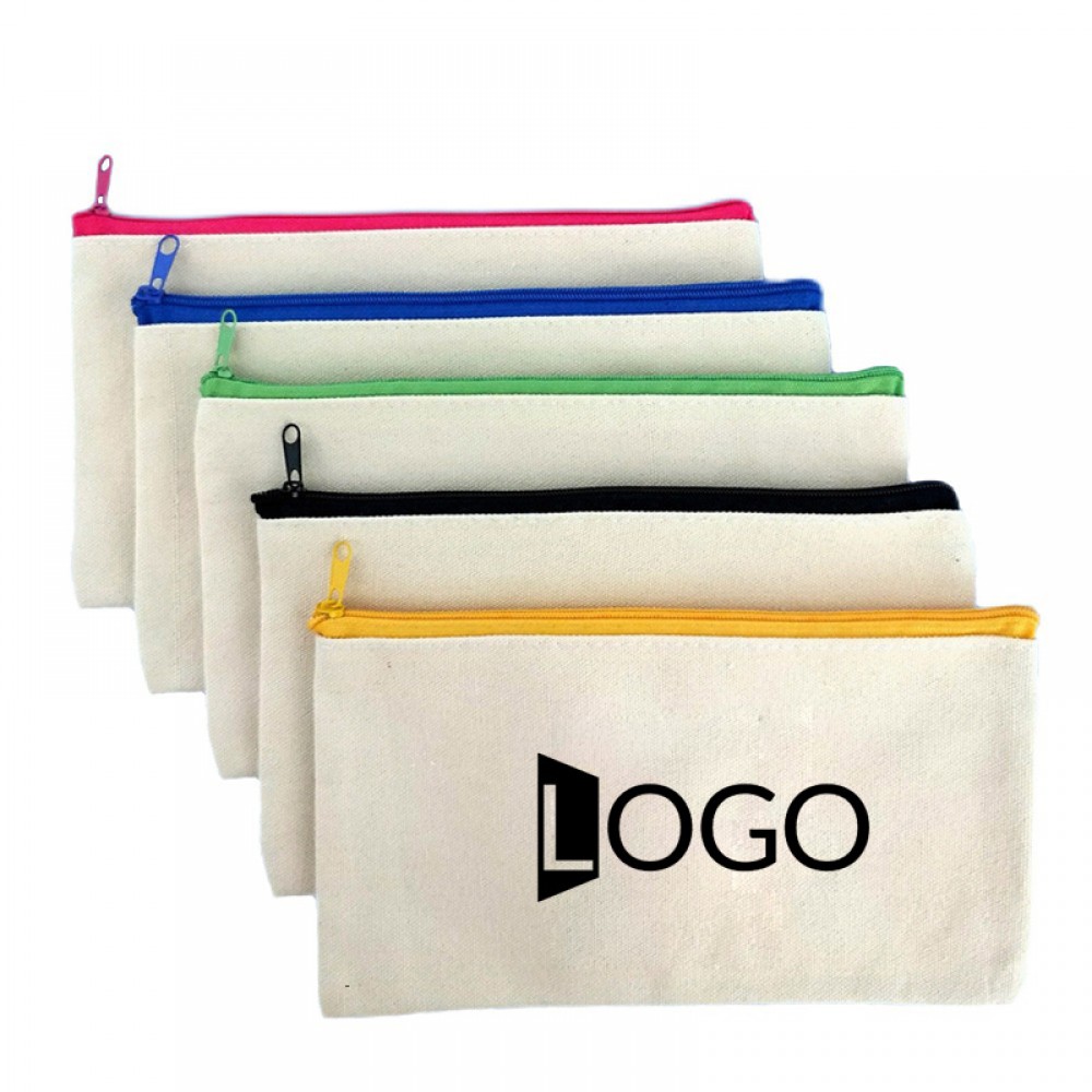 Logo Branded Canvas Zippered Pencil Case