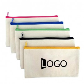 Logo Branded Canvas Zippered Pencil Case