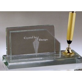 Custom Printed Jade Business Card Holder w/ Gold Pen & Funnel