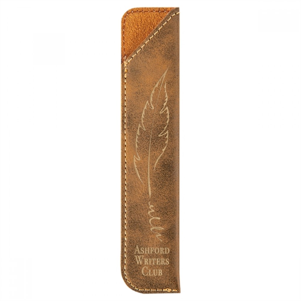 Logo Branded Rustic Gold/Tan Leatherette Pen Sleeve Logo Branded Rustic Gold/Tan Leatherette Pen Sleeve