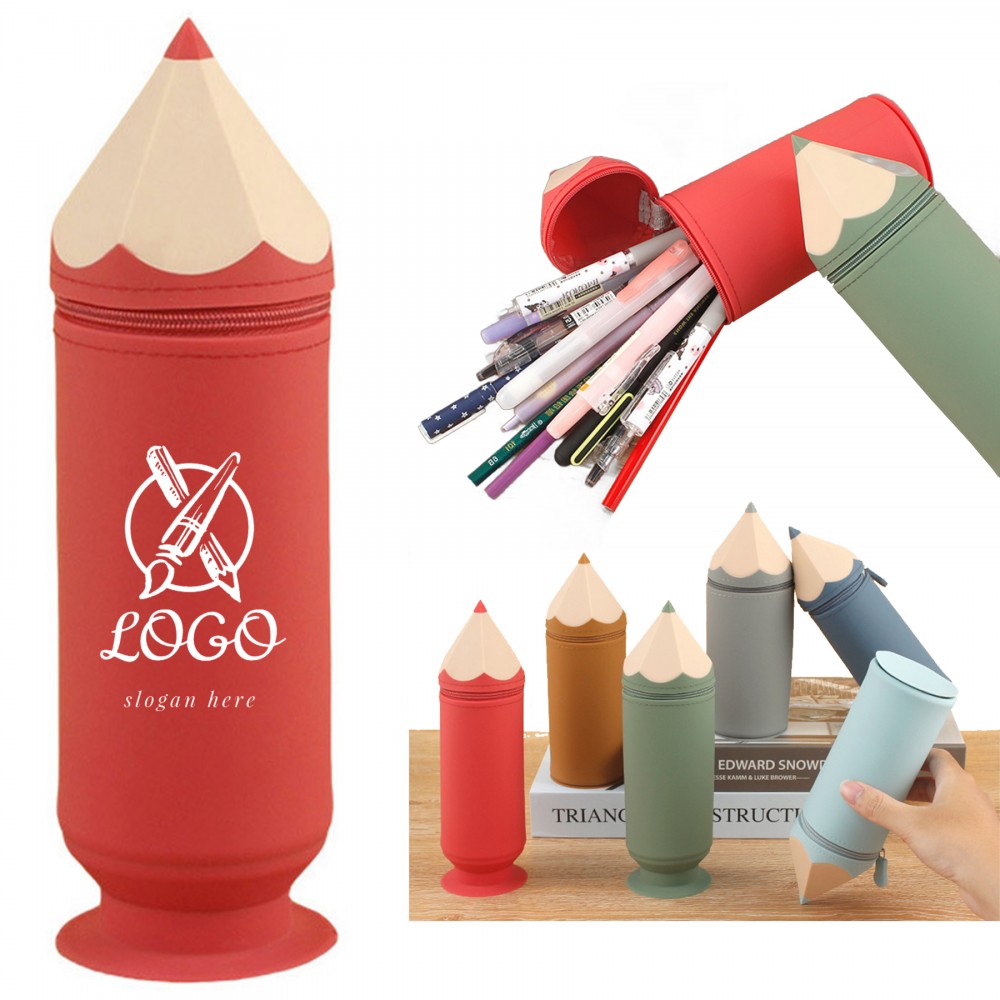 Pencil Shaped Silicone Pencil Case Custom Imprinted