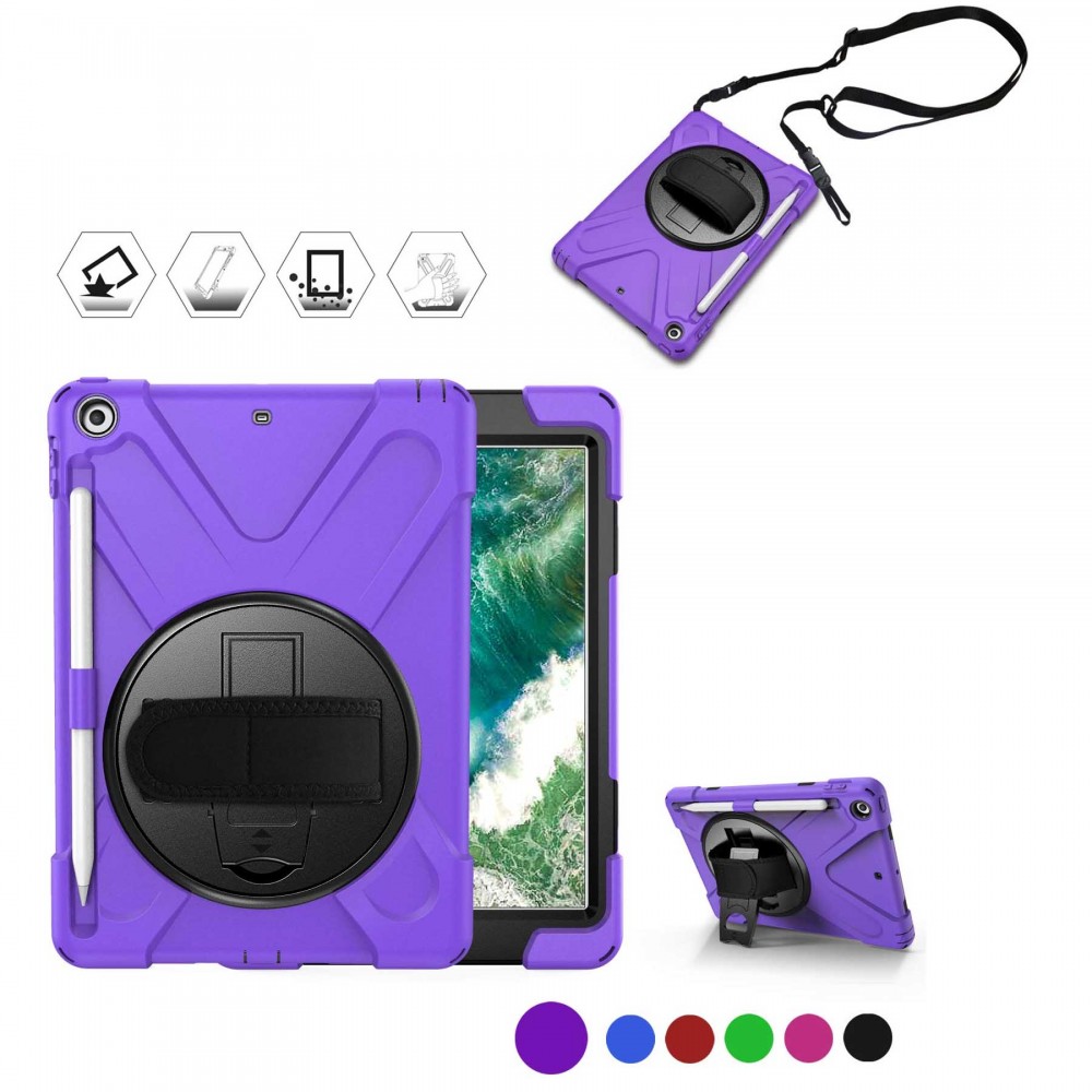 Logo Branded iBank(R)2018/2017 iPad 9.7" Case with Hand Strap + Pencil Holder (Purple) Logo Branded iBank(R)2018/2017 iPad 9.7" Case with Hand Strap + Pencil Holder (Purple)