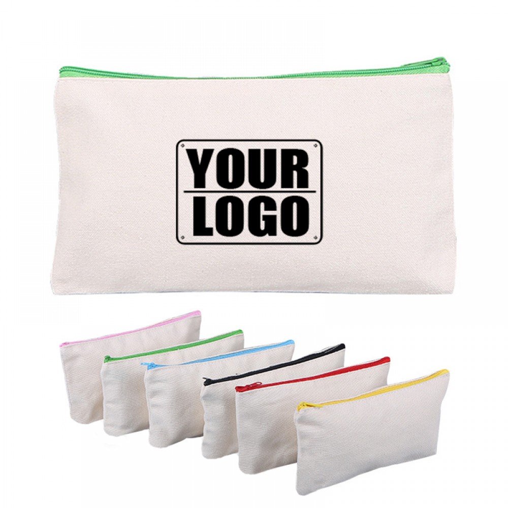 Multipurpose Canvas Color Zippered Pouch Custom Imprinted