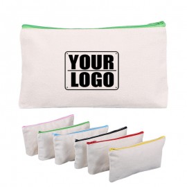 Multipurpose Canvas Color Zippered Pouch Custom Imprinted