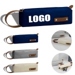 Portable Canvas Pencil Case With Ergonomic Handle Logo Branded