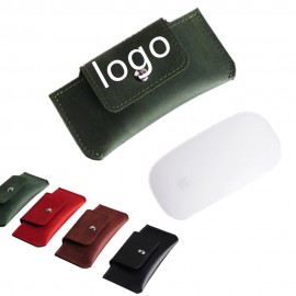 Logo Branded Leather Wireless Mouse Holder Cover Case  Logo Branded Leather Wireless Mouse Holder Cover Case