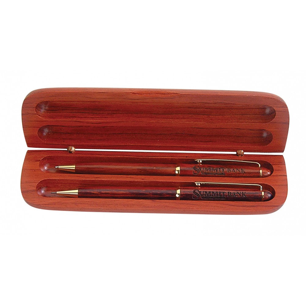 Rosewood Double Pen Case Custom Printed Rosewood Double Pen Case Custom Printed
