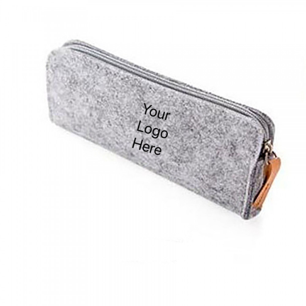 Felt Pencil Case with Leather Fringe Logo Branded