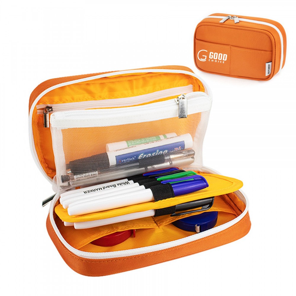 Triple-Layer Zipper Pencil Case Logo Branded