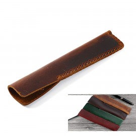 Handmade Genuine Leather Single Pen Case Logo Branded