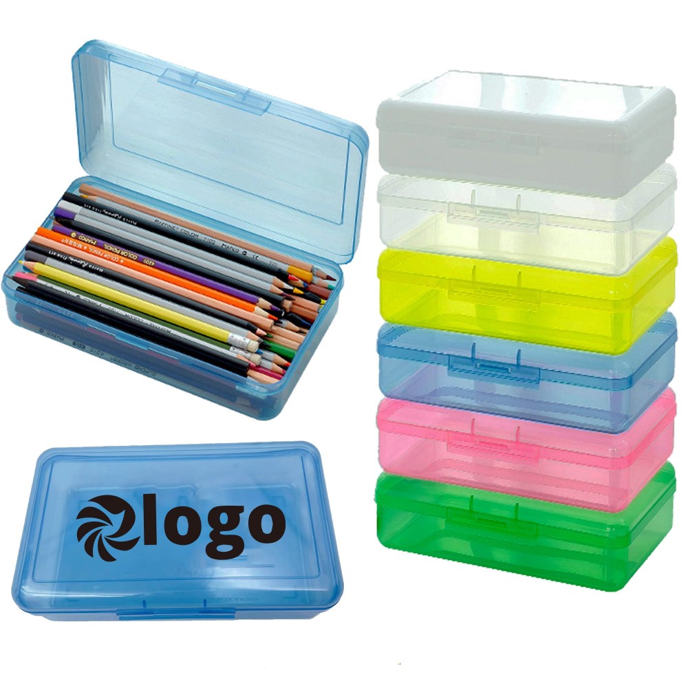 Utility Large Capacity Clear Durable Pencil Box Case Custom Imprinted
