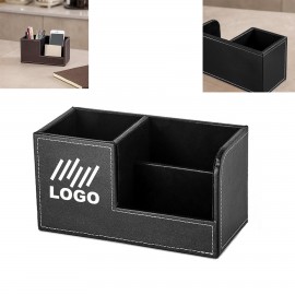 Custom Imprinted Pu Leather Desk Organizer?Pen Holder