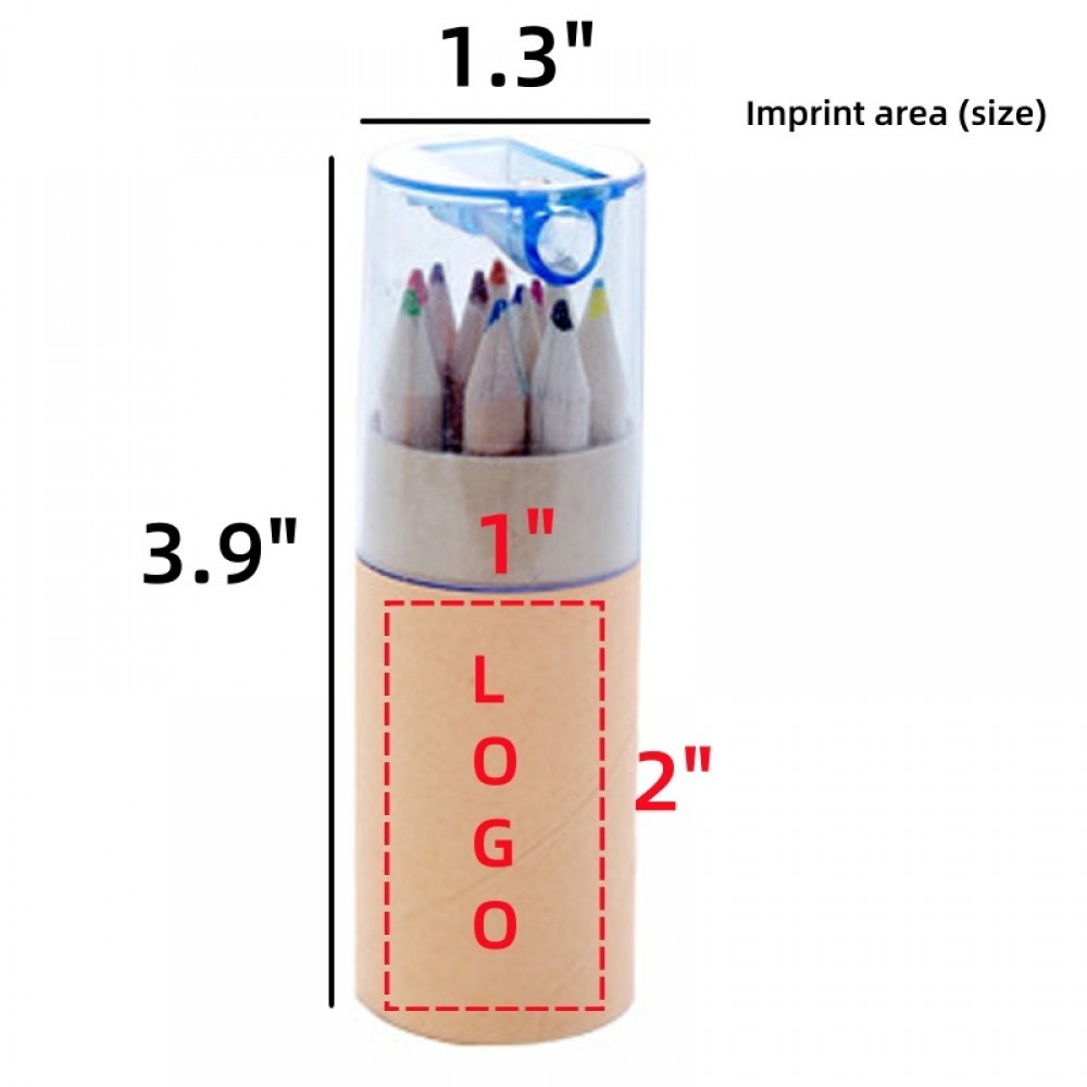 12Piece Custom Portable Colored Pencils Set W/Sharpener Custom Engraved