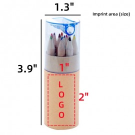 12Piece Custom Portable Colored Pencils Set W/Sharpener Custom Engraved