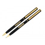 Custom Imprinted Slim Brass Twist-Action Pen & Mechanical Pencil Set