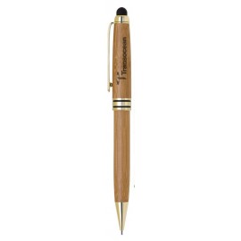 Custom Engraved Bamboo Stylus & Mechanical Pencil w/Gold & Black Trim