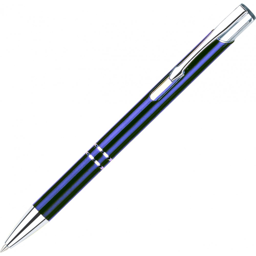 Logo Branded JJ Series Double Ring Mechanical Pencil w/ Chrome Trim- Blue