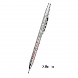 Logo Branded Stainless Steel Net Pattern Surface Mechanical Pencil 0.9 mm Pencil Lead
