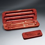 Rosewood Pen, Pencil, Letter Opener and Case Set Logo Branded