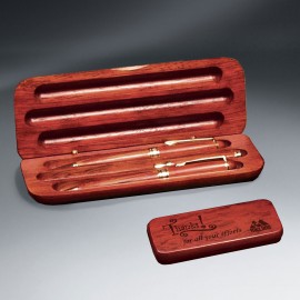 Rosewood Pen, Pencil, Letter Opener and Case Set Logo Branded