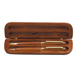 Custom Imprinted 2 Piece Rosewood Pen/ Pencil Set in Rosewood Box