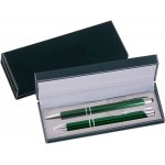 Logo Branded JJ Series Stylus Pen and Pencil Gift Set in Black Velvet Gift Box - green