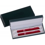 Custom Imprinted JJ Series Pen and Pencil Gift Set in Black Velvet Gift Box - Red pen and pencil