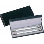 JJ Series Pen and Pencil Gift Set in Black Velvet Gift Box - Silver pen and pencil Custom Imprinted