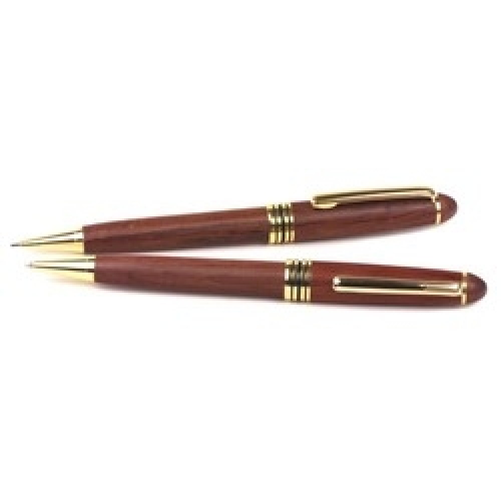 Custom Imprinted Illusion Wooden Ballpoint Pen & Mechanical Pencil Set