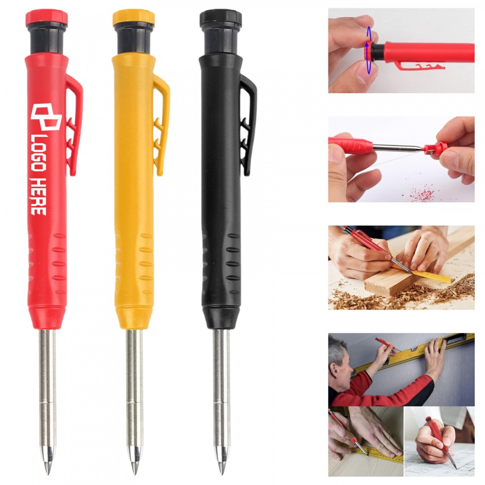 Logo Branded Construction 2.8Mm Core Pencils W/ Built-In Sharpener