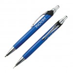 Logo Branded City Ballpoint & Pencil Set - Blue