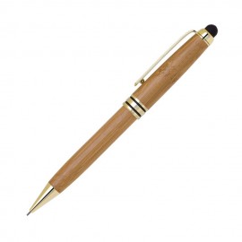 Bamboo Stylus Mechanical Pencil - Gold trim Logo Branded  Bamboo Stylus Mechanical Pencil - Gold trim Logo Branded