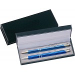 Logo Branded JJ Series Stylus Pen and Pencil Gift Set in Black Velvet Gift Box - blue
