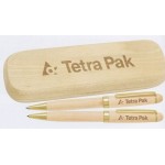 Logo Branded Maplewood Ballpoint Pen / Pencil Set With Box
