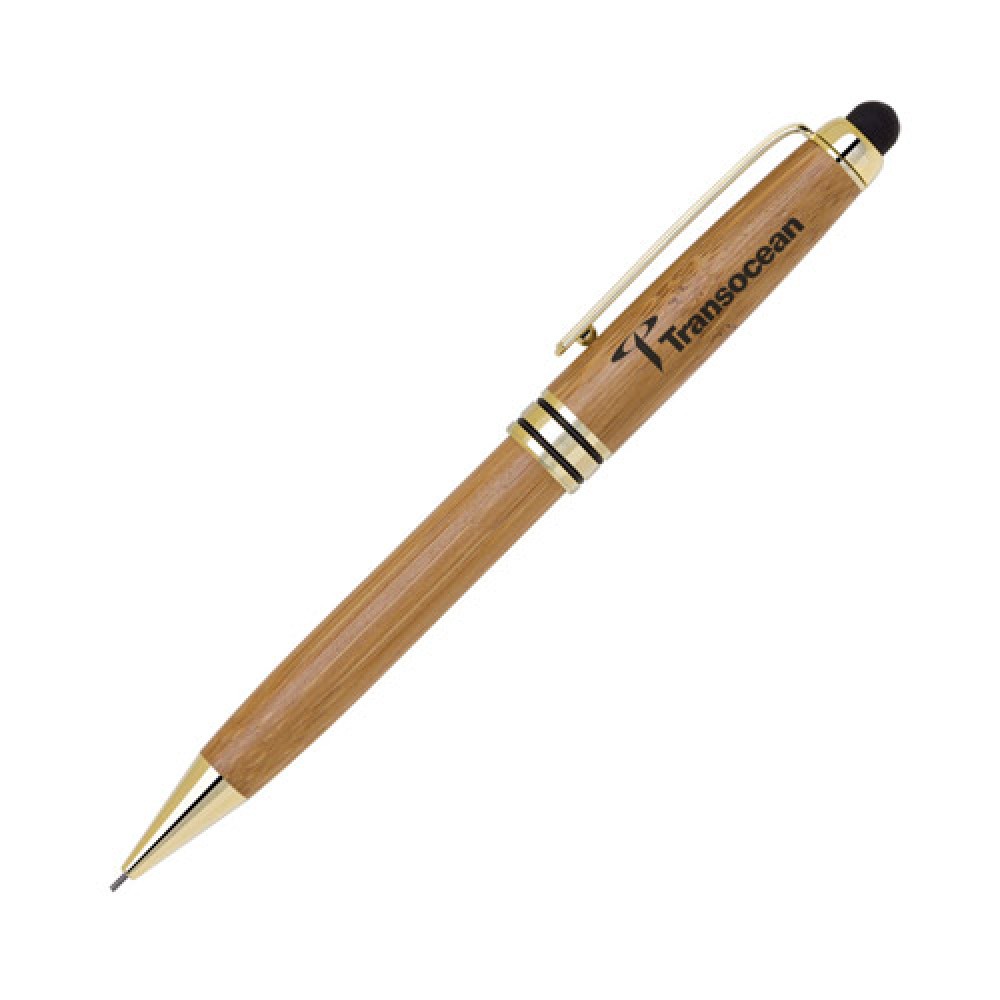 Custom Engraved The Sensi-Touch Bamboo Twist action mechanical Pencil/Stylus