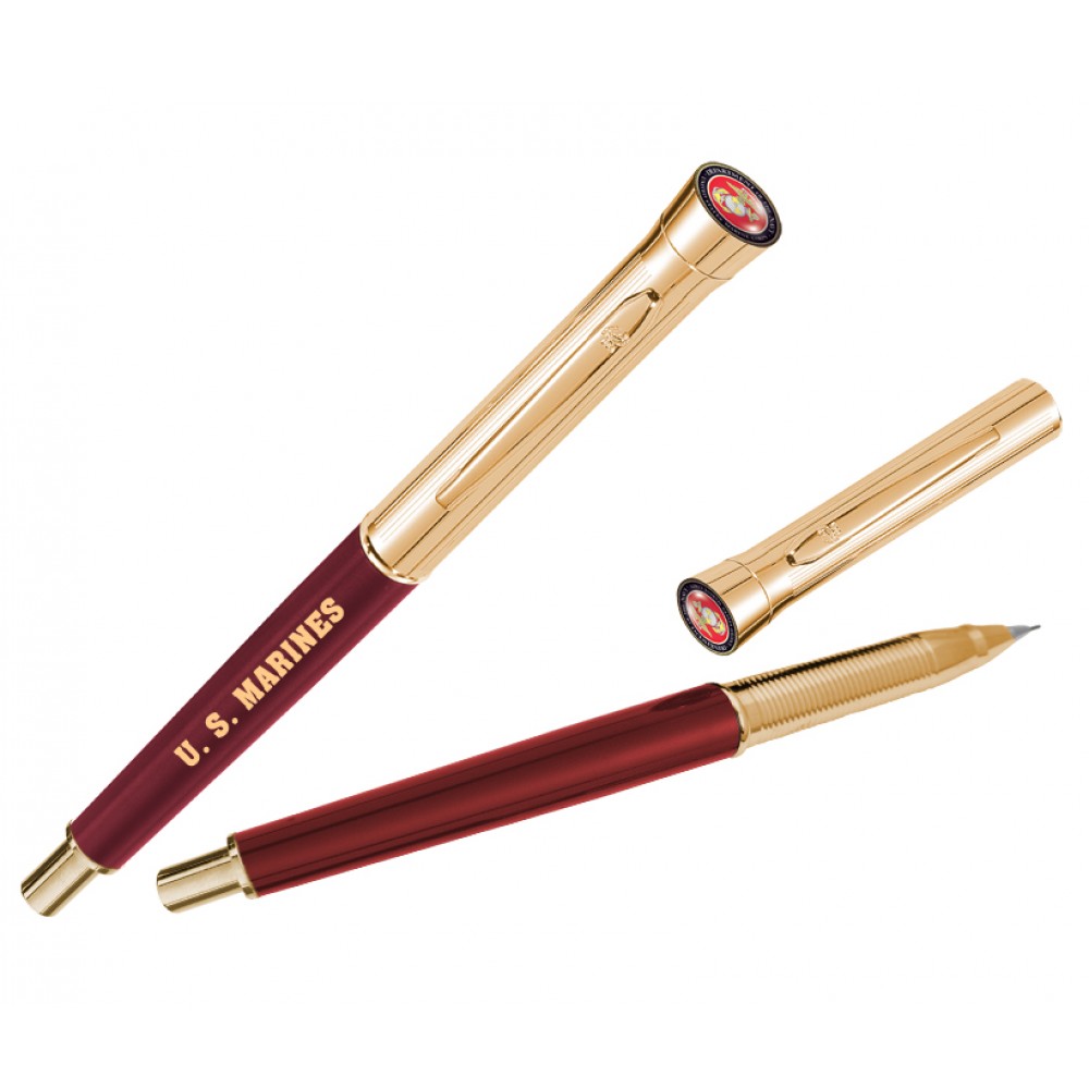 Monogram Collection - Garland USA Made Mechanical Pencil | Gloss Barrel | Gold Cap & Accents Logo Branded
