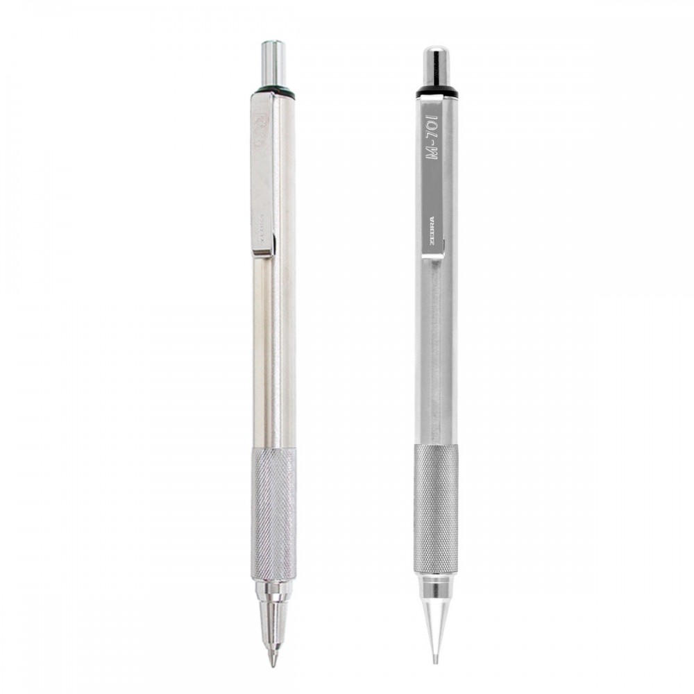 Zebra M-701/F-701 Pen/Pencil Set - Stainless Steel Custom Imprinted Zebra M-701/F-701 Pen/Pencil Set - Stainless Steel Custom Imprinted