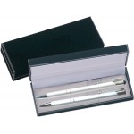 JJ Series Stylus Pen and Pencil Gift Set in Black Velvet Gift Box - silver Custom Imprinted