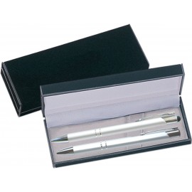 JJ Series Stylus Pen and Pencil Gift Set in Black Velvet Gift Box - silver Custom Imprinted