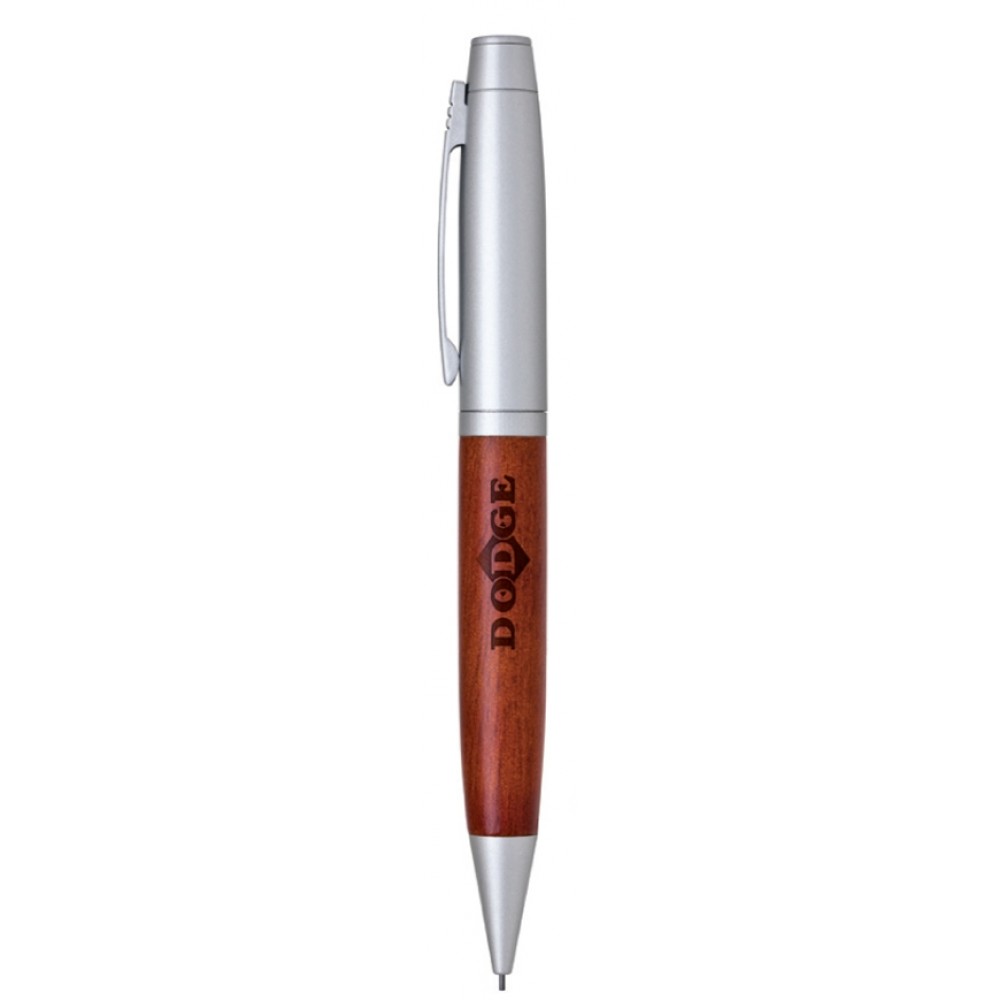 Logo Branded Terrific Timber-5 Twist Action Mechanical Pencil w/Satin Chrome Accents