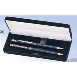 Logo Branded Matte Black Mechanical 1/2 Mm Pencil & Ball Pen Set (Silkscreen)