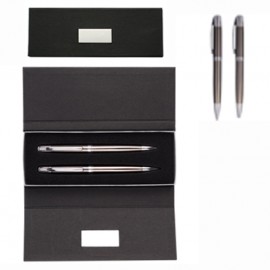 Custom Imprinted Executive Gun Metal Pen and Pencil Set