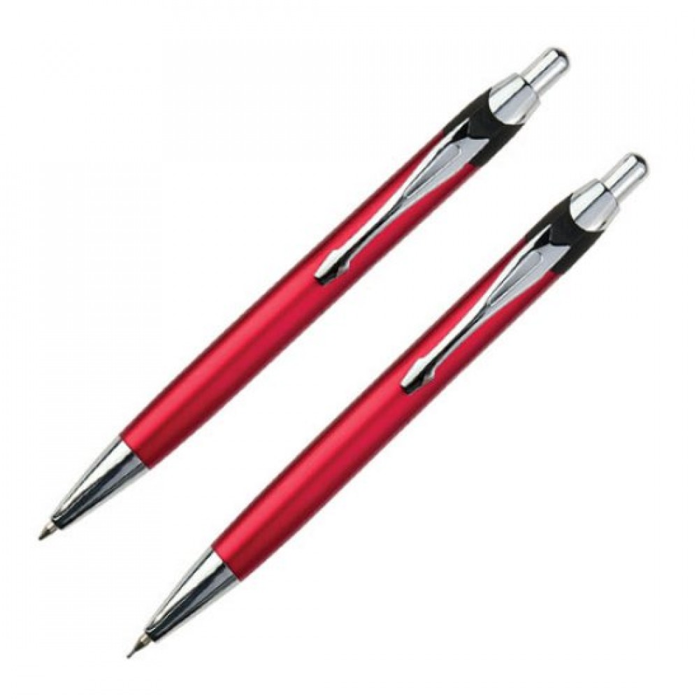 Custom Imprinted City Ballpoint & Pencil Set - Red