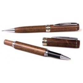 Custom Engraved Inforest Flat Top Wood Rollerball Pen & Mechanical Pencil Set