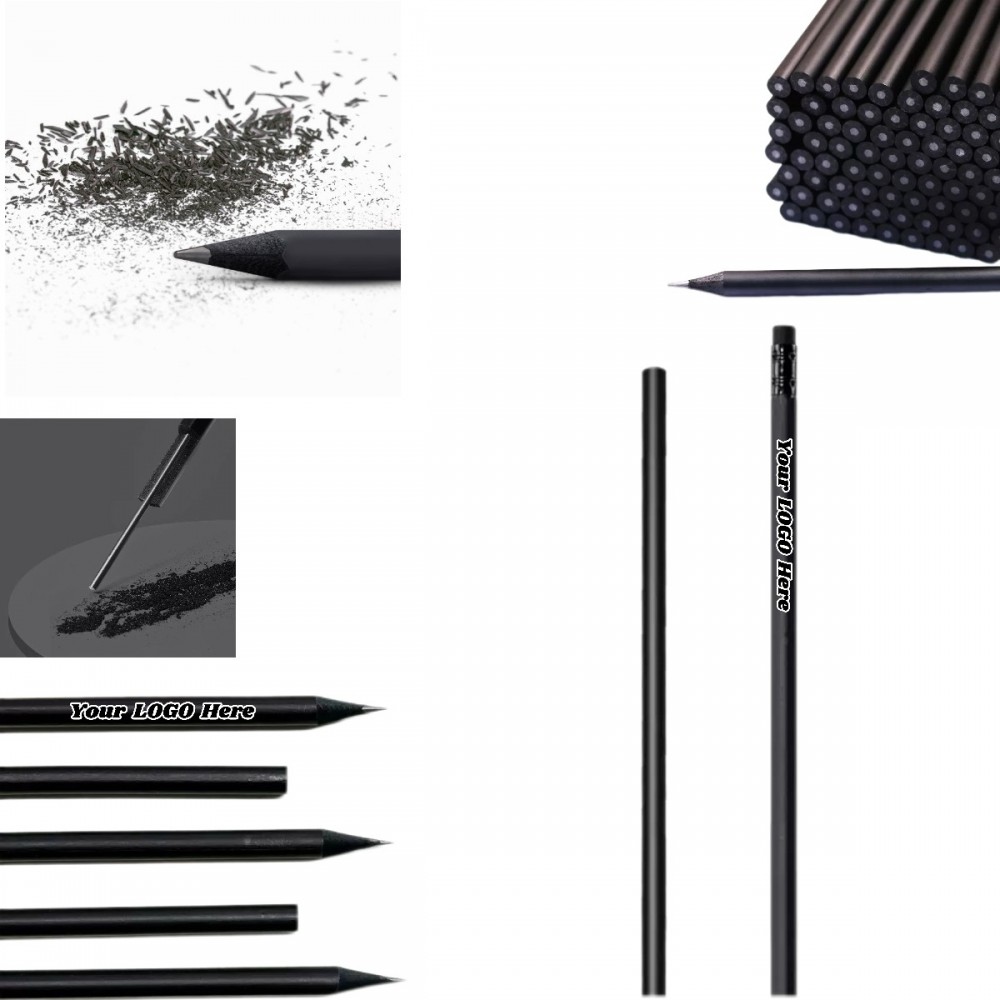 Custom Imprinted Black Wood Round Pencil