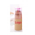 6 Short Barrels Of Colored Pencils Logo Branded