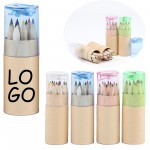 Logo Branded 12 Drawing Colored Pencils With Sharpener In Tube
