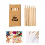 Logo Branded 6 Color Mini Colored Pencils Set with Kraft Box
